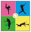  siluetas de beisbol en vector