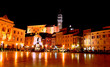 Piran Trtini square by night
