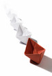 isolated sea transport metaphor with red ship