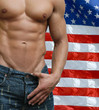 Muscular Male Torso with US Flag behind