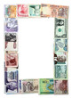 Exotic Banknotes Frame Isolated on White Exotic Banknotes Frame Isolated on White
