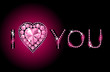 I LOVE YOU / Diamond heart / vector background