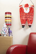 Santa clause calendar hanging on wall