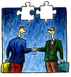 Two businessmen shaking hands and talking Two businessmen shaking hands and talking