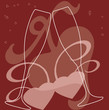romantic concept, champagne glasses & hearts