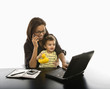 Foto: Businesswoman and baby. Businesswoman and baby.