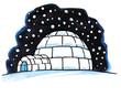 Snow igloo in the night while snowing