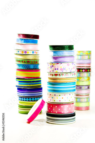 Photo: Stacks of ribbon on rolls Stacks of ribbon on rolls