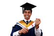 Young Indian graduation picture isolated with clipping path.