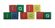 the words 'fa la la la la' in colorful children's block letters the words 'fa la la la la' in colorful children's block letters