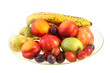 Bowl of fruit on a white background with clipping path.