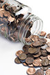Jar of pennies tipped over 
