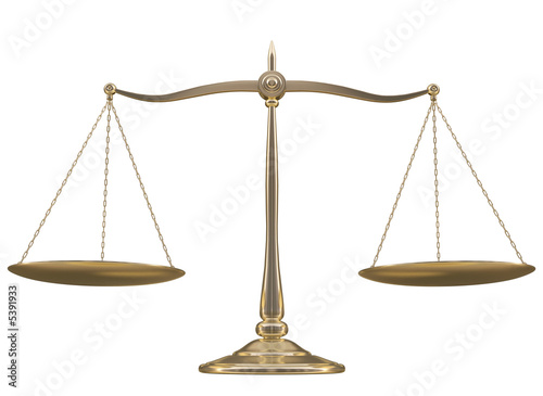 Illustration: Golden balance over white (front view) Golden balance over white (front view)