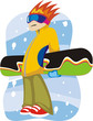 snowboarder stand with his snowboard