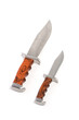 Two hunting knives on white background