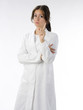 nice doctor in white gown making face