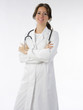 nice doctor in white medical gown and a stethoscope