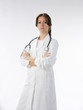 nice doctor in white medical gown and a stethoscope
