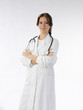 nice doctor in white medical gown and a stethoscope 