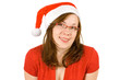 girl with santa hat and red specs girl with santa hat and red specs