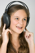 Young pretty girl singing.