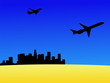 two planes leaving Los Angeles