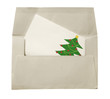 envelope with a christmas card isolated on white background envelope with a christmas card isolated on white background