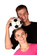 Young soccer fans having some fun with a soccer ball