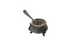 Ancient Metal-Glass Sauce-Boat with a Spoon isolated on white
