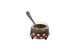 Ancient Metal-Glass Sauce-Boat with a Spoon isolated on white