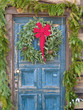 Christmas wreath on an old door Christmas wreath on an old door