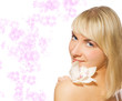 Beautiful blond girl orchid flower