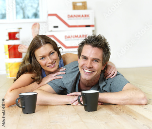 Young couple in their new house