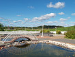 Decorative bridge in a backyard, view Decorative bridge in a backyard, view