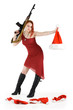 Serial Santa and dwarf's killer girl with a gun