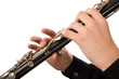 Clarinet player. It is isolated on a white background.
