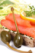 Smoked salmon sandwich with capers