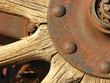 Antique car front wheel, rusted out in the Desert