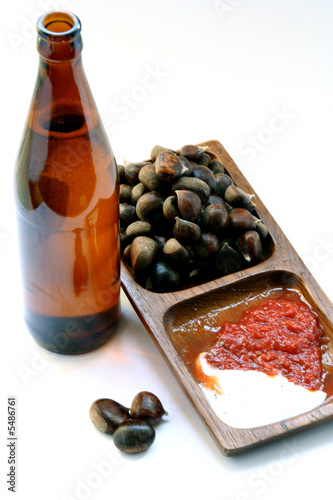 Photo: Beer Bottle and Unhealthy Eating isolated Beer Bottle and Unhealthy Eating isolated