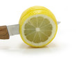 Fresh lemon knife on a white background. Fresh lemon knife on a white background.