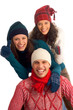 three happy friends having fun isolated