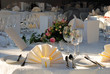 wedding table set for evening dinner