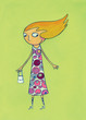YOUNG GIRL IN COLORFUL DRESS