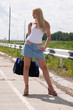 Sexy girl on highway.