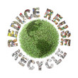 Green plant globe and reduce-reuse-recycle concept