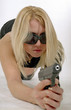 strong woman with black gun strong woman with black gun
