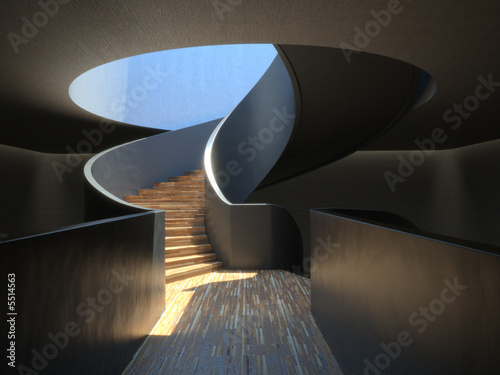 A minimalist spiral staircase with symbolic meaning