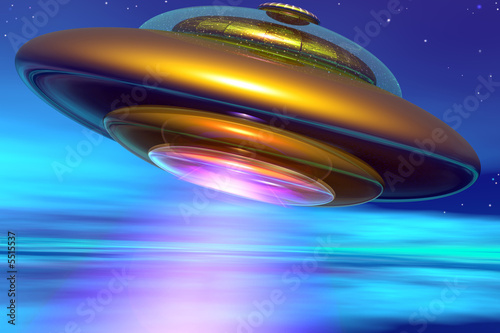 Ilustração : Astronave dorada en Atmósfera terrestre Astronave dorada en Atmósfera terrestre
