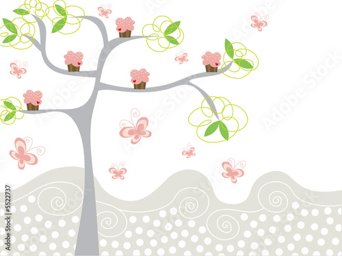 cute pink backgrounds for desktop. cute pink cupcakes on a tree