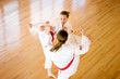 Martial arts kicking.